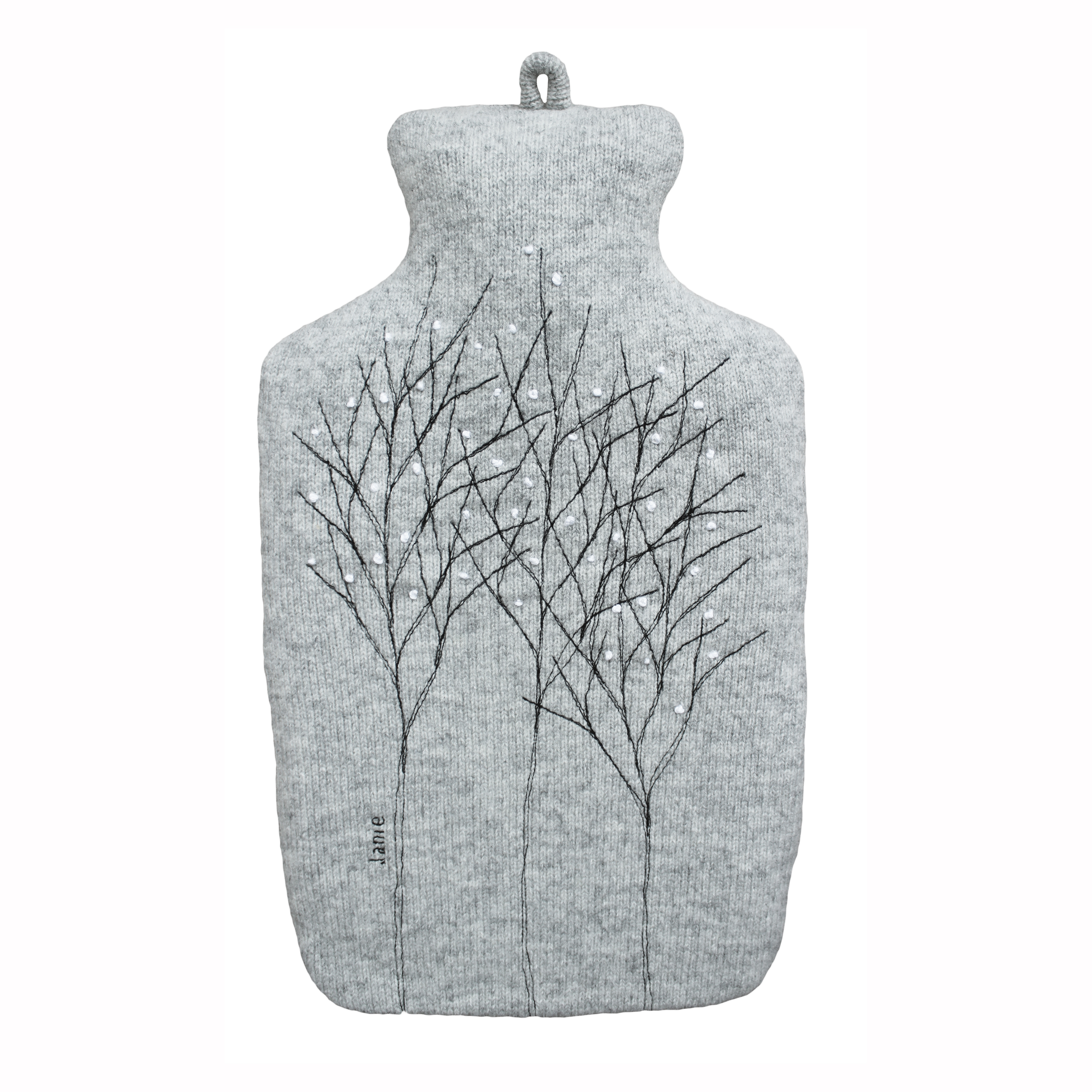 A Treeline Hot water bottle Pearl grey merino wool - Image 2