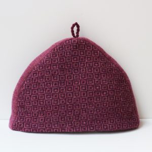 Dark Pink Squares patterned teapot cover