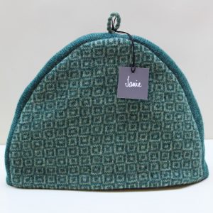 Squares Marine green patterned teapot cover