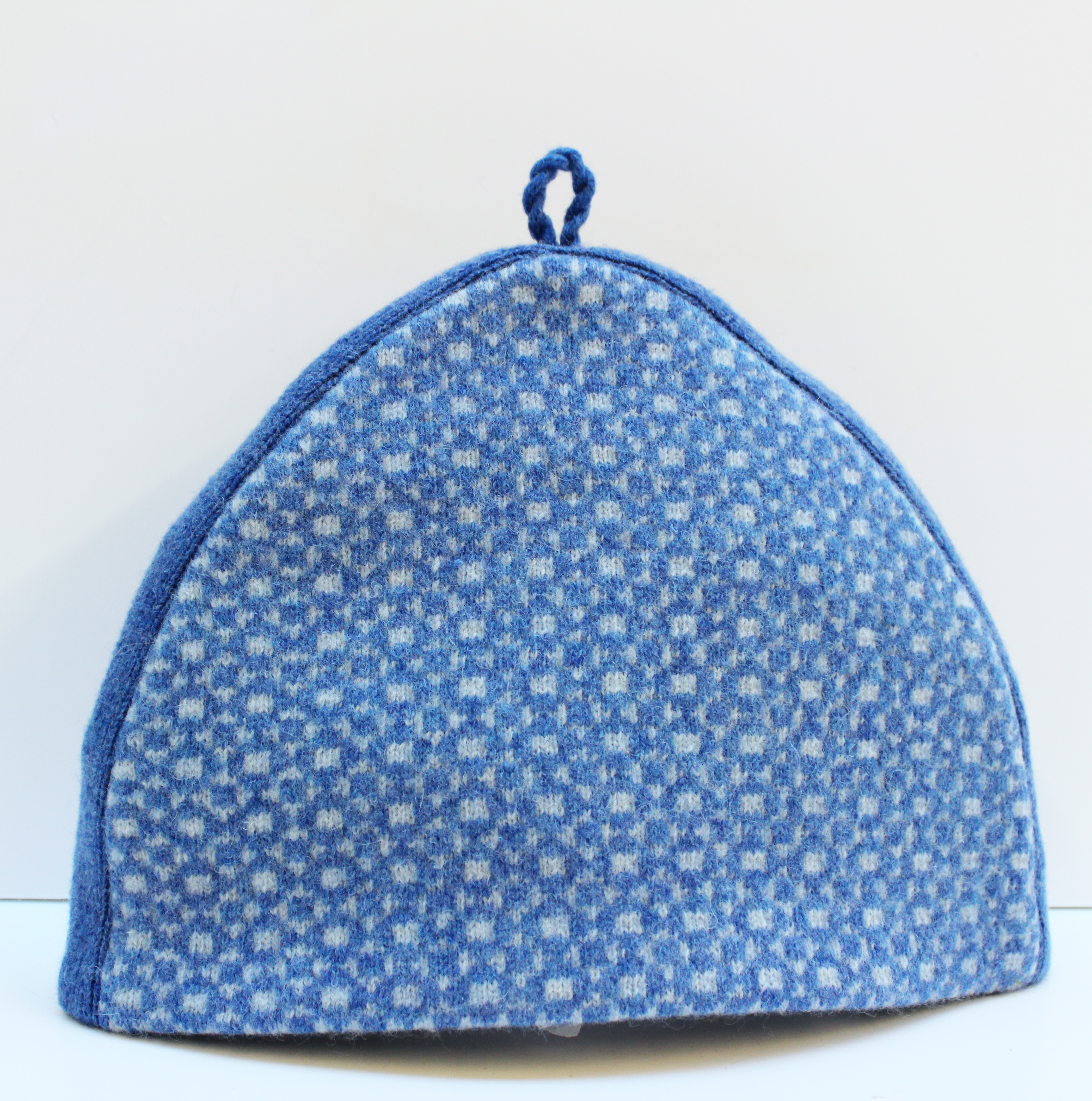 Blue geometric patterned teapot cover