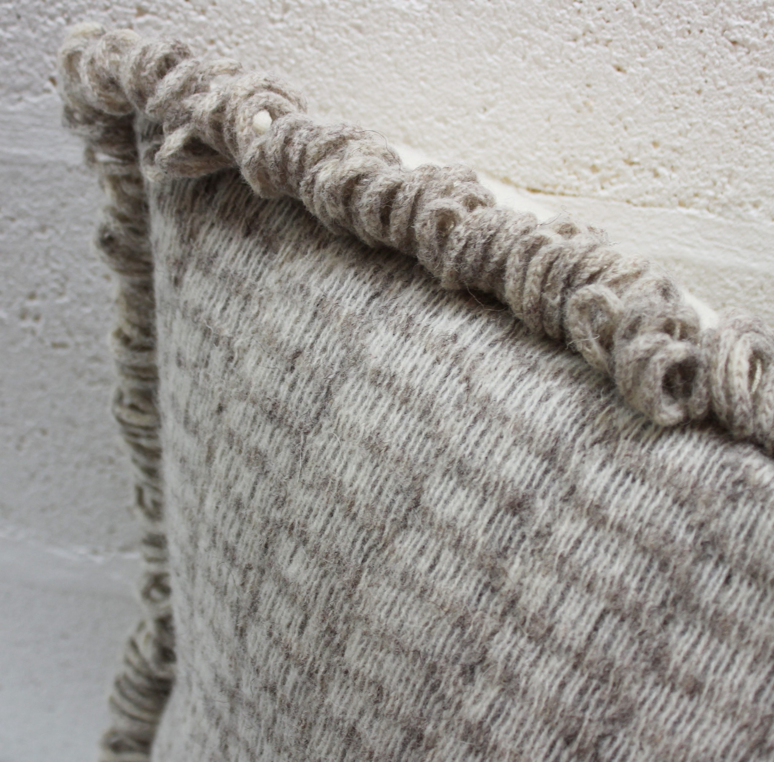 Cell patterned two tone Portland British wool cushion - Image 2
