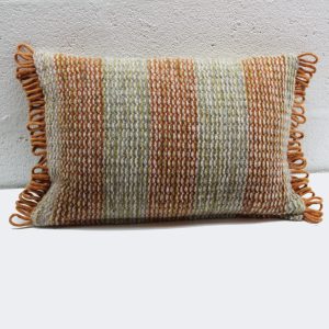Stoneweave  Looped Stripe Goldcrest and Green cushion