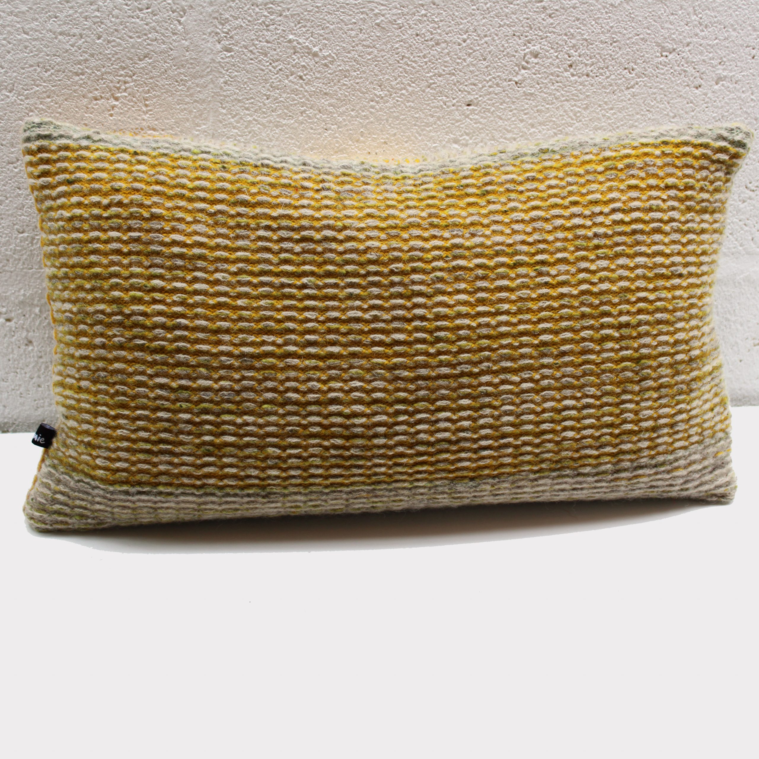 Stoneweave Stripe Gold and Green cushion - Image 4