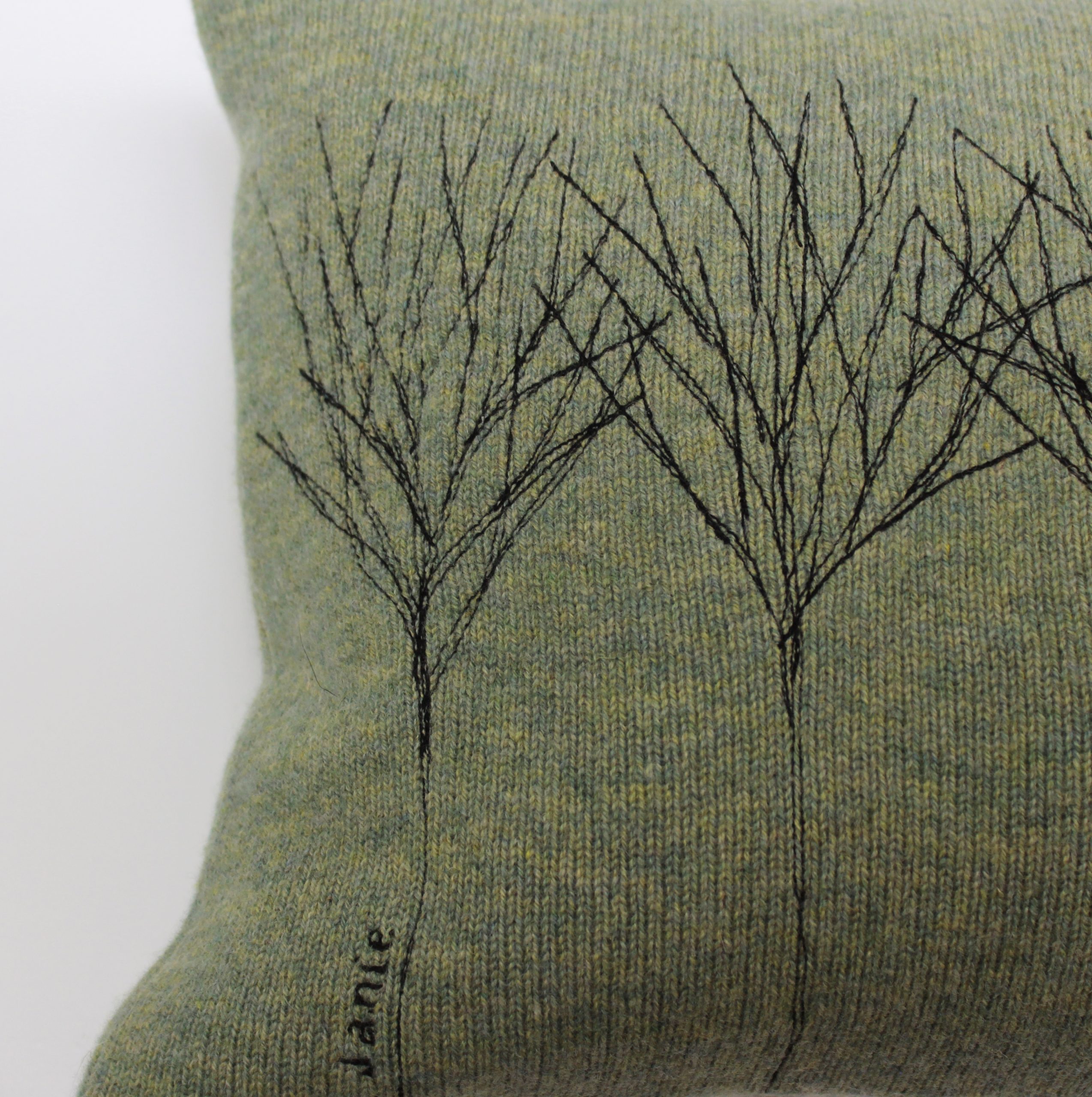 Embroidered tree cushion