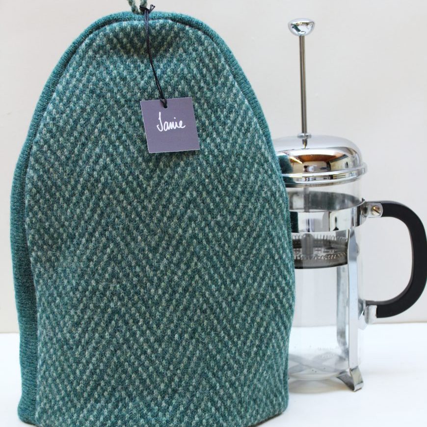 Herringbone cafetiere front marine